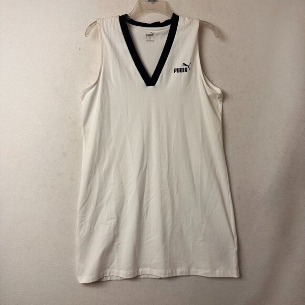 Puma Court Shift Dress Womens Large White Black V-Neck Athletic Tennis Golf‎ NWT